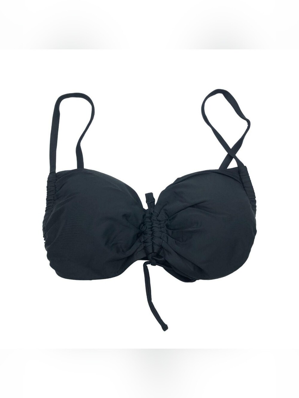 Aerie Black Ruched Bandeau Bikini Top